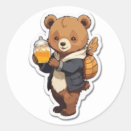 かわいいクマのハチミツイラストレーション ラウンドシール