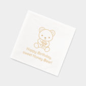かわいいクマのハニージャー誕生日 箔ナプキン (左)