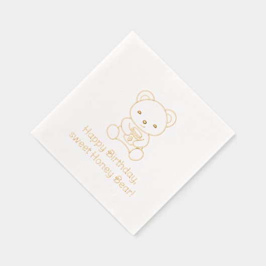 かわいいクマのハニージャー誕生日 箔ナプキン (右)