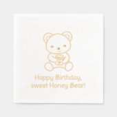 かわいいクマのハニージャー誕生日 箔ナプキン (正面)