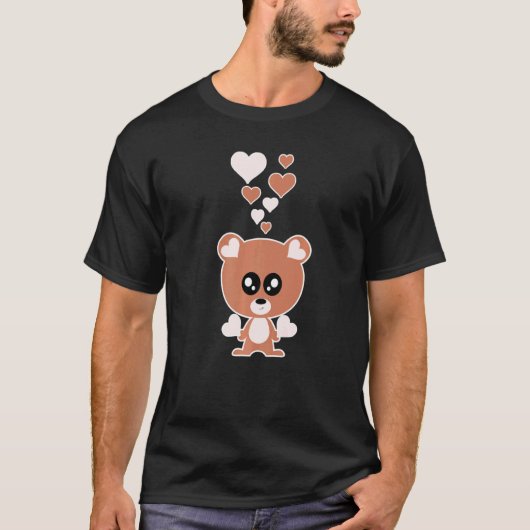 かわいいクマのハートクマ愛するクマ Tシャツ (正面)