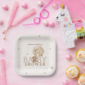 かわいいクマのハートベージュライトブラウンベビーシャワー ペーパープレート (パーティー)