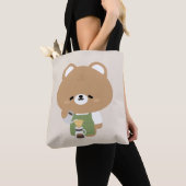 かわいいクマのバリスタ トートバッグ (クローズアップ)