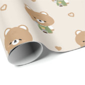 かわいいクマのバリスタ ラッピングペーパー (ロールコーナー)