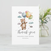 かわいいクマのバルーンベビーシャワーフラットサンキューカード サンキューカード (スタンド正面)