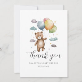 かわいいクマのバルーンベビーシャワーフラットサンキューカード サンキューカード