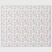 かわいいクマのパターン男の赤ちゃんシャワーブルーウォーター色 ラッピングペーパー (フラット)