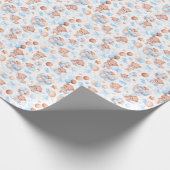 かわいいクマのパターン男の赤ちゃんシャワーブルーウォーター色 ラッピングペーパー (角)