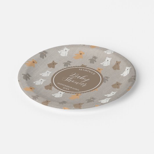 かわいいクマのパターン赤ちゃんシャワー ペーパープレート (アングル)