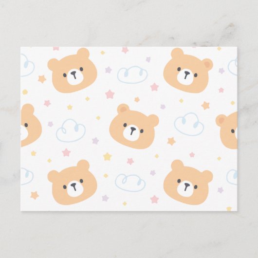 かわいいクマのパターン シーズンポストカード (正面)