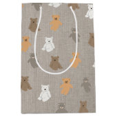 かわいいクマのパターン ミディアムペーパーバッグ (正面)