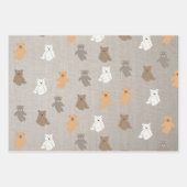 かわいいクマのパターン ラッピングペーパーシート (正面3)