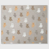 かわいいクマのパターン ラッピングペーパー (フラット)