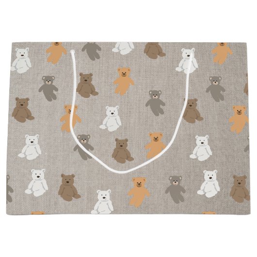 かわいいクマのパターン ラージペーパーバッグ (正面)