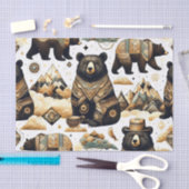 かわいいクマのパターン 薄葉紙 (クラフト)