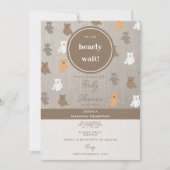 かわいいクマのパター男女兼用ン赤ちゃんシャワー 招待状 (正面)