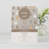 かわいいクマのパター男女兼用ン赤ちゃんシャワー 招待状 (スタンド正面)