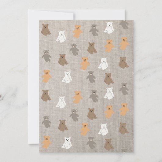 かわいいクマのパター男女兼用ン赤ちゃんシャワー 招待状 (裏面)