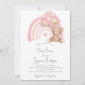 かわいいクマのピンクの赤ちゃんシャワー招待状 招待状 (正面)