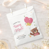 かわいいクマのピンクの赤ちゃん女の子シャワーを待つことができる フェイバーバッグ (クリップ留めされた状態)