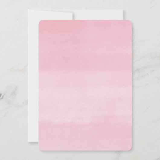 かわいいクマのピンク色のバルーン緑の女の子の赤ちゃんシャワー 招待状 (裏面)