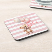 かわいいクマのピンク コースター (左側)