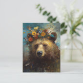 かわいいクマのフローラ冠 ポストカード (スタンド正面)