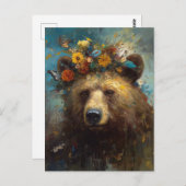 かわいいクマのフローラ冠 ポストカード (正面/裏面)