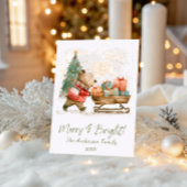 かわいいクマのプレゼント 楽しくて明るい家族 シーズンカード