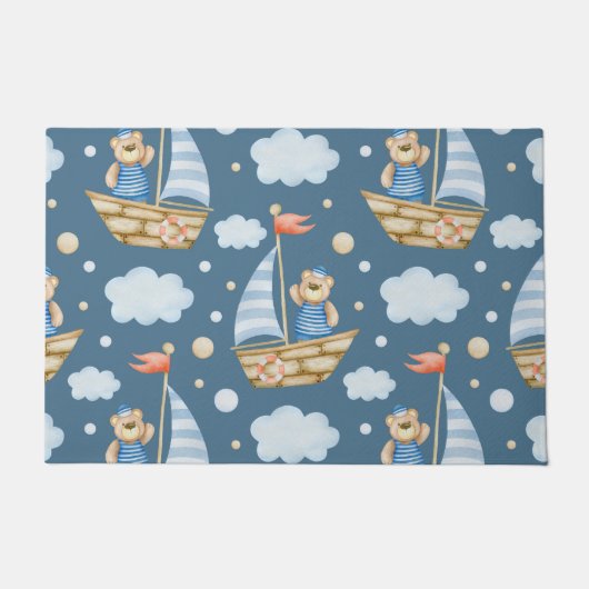 かわいいクマのボート ドアマット (正面)