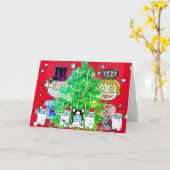 かわいいクマのマスクを着てクリスマスカード カード (黄色い花)