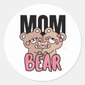かわいいクマのママ グラフィックデザイン ラウンドシール (正面)
