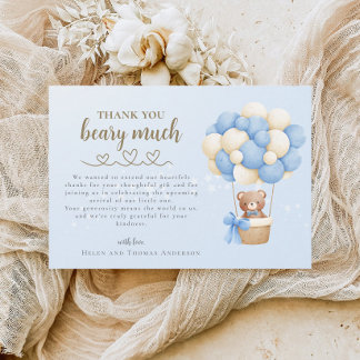 かわいいクマのメッセージ赤ちゃんシャワー サンキューカード