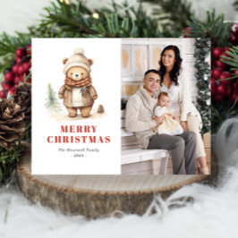 かわいいクマのメリークリスマス 写真 ホリデーポストカード