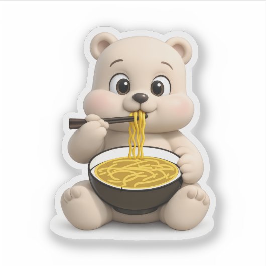 かわいいクマのラーメン シール (正面)