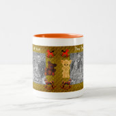 かわいいクマのロッキング馬のパーソナライズされた写真 ツートーンマグカップ (中央)