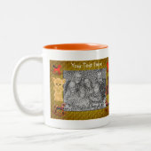 かわいいクマのロッキング馬のパーソナライズされた写真 ツートーンマグカップ (左)