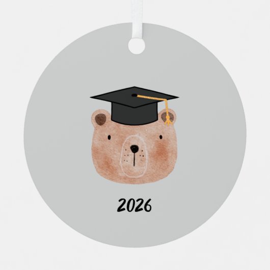 かわいいクマの卒業記念オーナメント 2026 メタルオーナメント (正面)