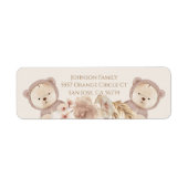 かわいいクマの双子男女兼用赤ちゃんシャワー住所 ラベル (正面)