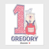 かわいいクマの名前の最初の誕生日 シール (シート)