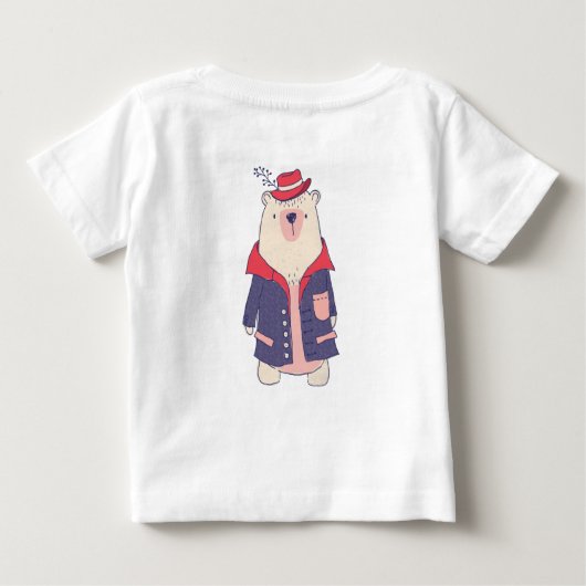かわいいクマの名前の最初の誕生日 ベビーTシャツ (裏面)