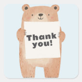 かわいいクマの名前またはメッセージ記号 スクエアシール (正面)