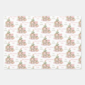 かわいいクマの名前クリスマスラッピング紙シート ラッピングペーパーシート (正面)