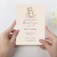 かわいいクマの女の子の洗礼のスペイン語の水彩画