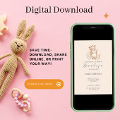 かわいいクマの女の子の洗礼のスペイン語の水彩画 招待状