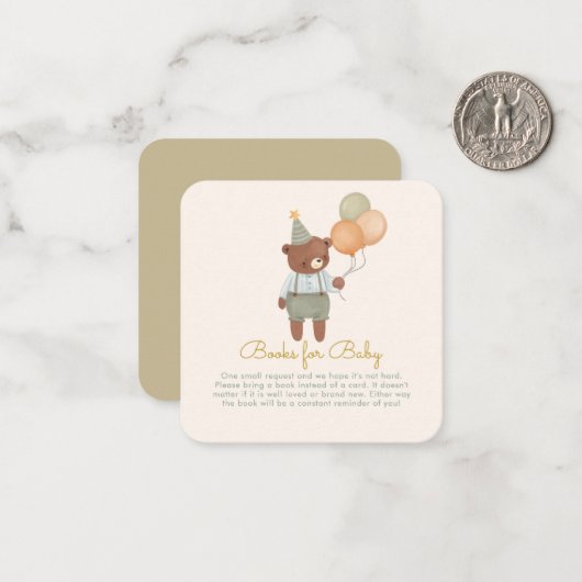 かわいいクマの女の子の赤ちゃんシャワー本のリクエスト ノートカード (正面/裏面インサイチュ)