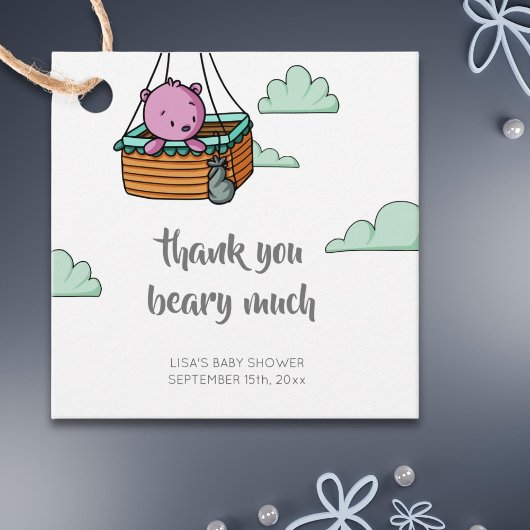 かわいいクマの女の子ベビースシャワーありがとう フェイバータグ