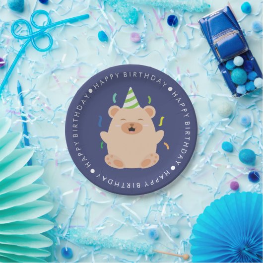 かわいいクマの子どもの誕生日パーティー ペーパープレート (パーティー)