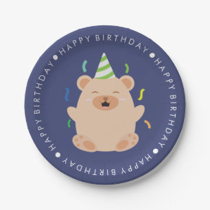 かわいいクマの子どもの誕生日パーティー ペーパープレート