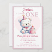 かわいいクマの子どもの誕生日 招待状 (正面)